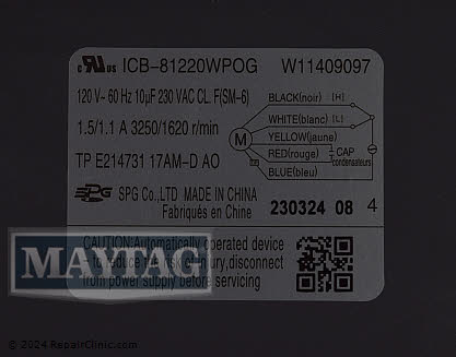 Fan Motor W11442100 Alternate Product View